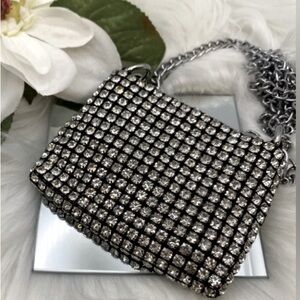 Mini Zip Rhinestone Bag. Shoulder Bag / Crossbody “Holiday Party” - New